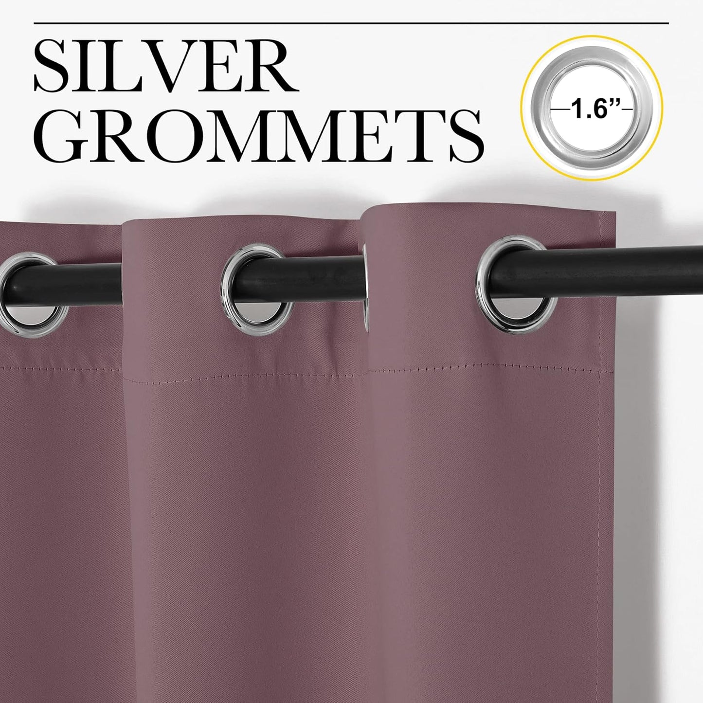 NICETOWN Halloween Pitch Black Solid Thermal Insulated Grommet Blackout Curtains/Drapes for Bedroom Window (2 Panels, 42 inches Wide by 63 inches Long, Black) - Colors E