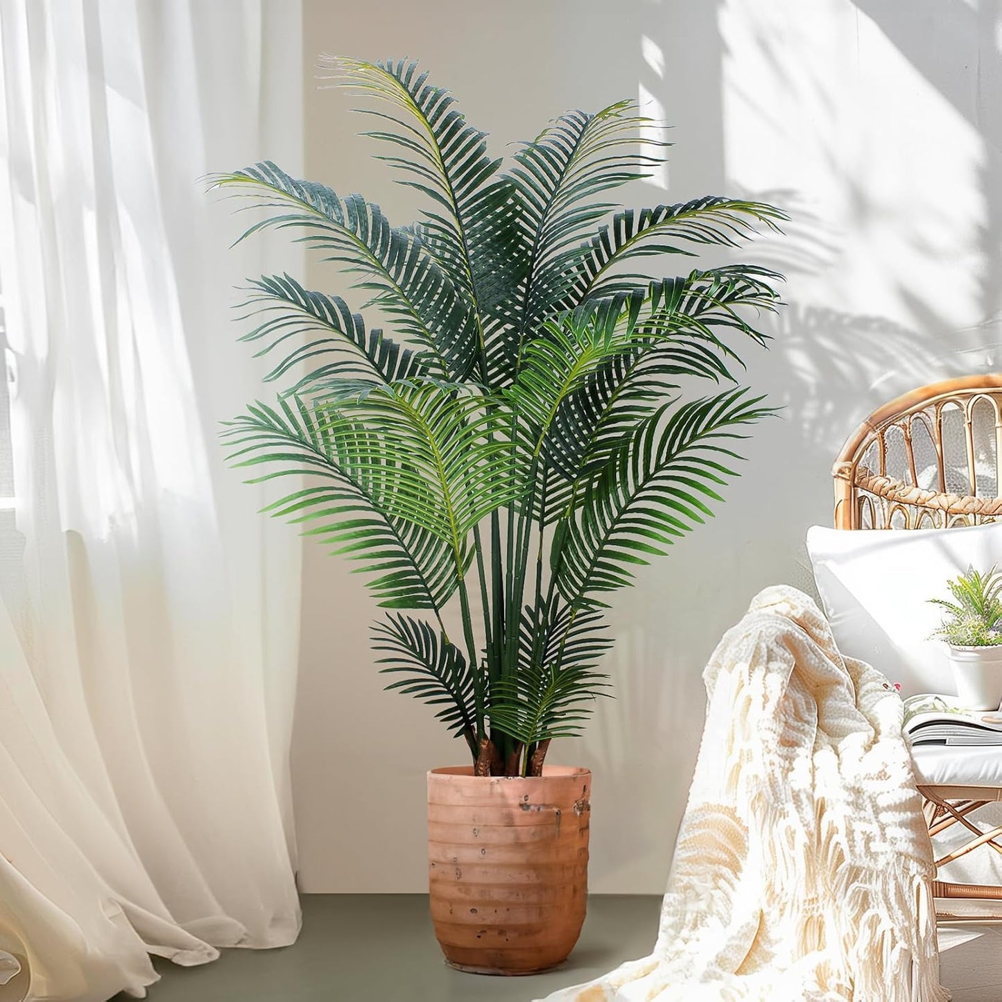 YEPDIN 6 Ft Artificial Tropical Palm Tree With 24 Removable Leaves - Large Faux Plant for Indoors and Outdoors, Silk Housewarming Gift, K185