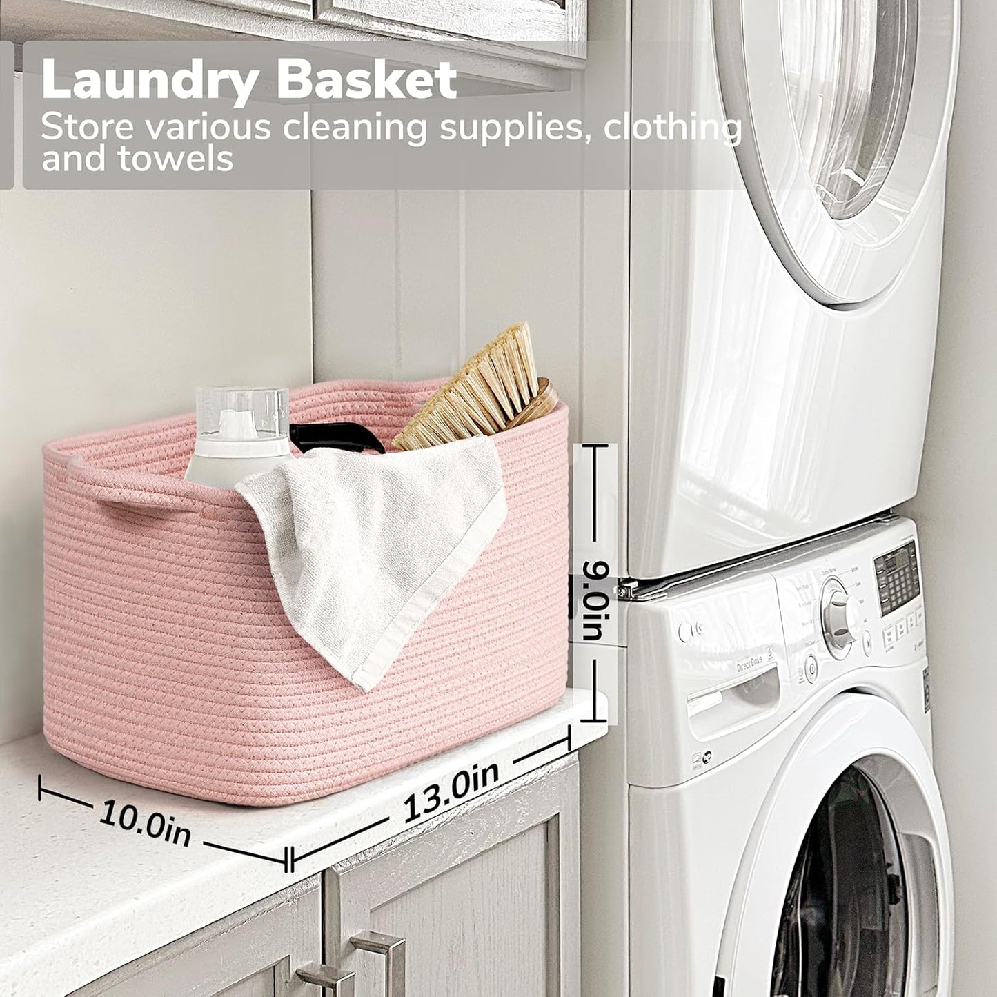 Goodpick Cube Storage Bins - Towel, Book, Cloth, Shoes, Closet Shelf Woven Baskets for Office, Baby Laundry, Toys, 13''x10''x9''