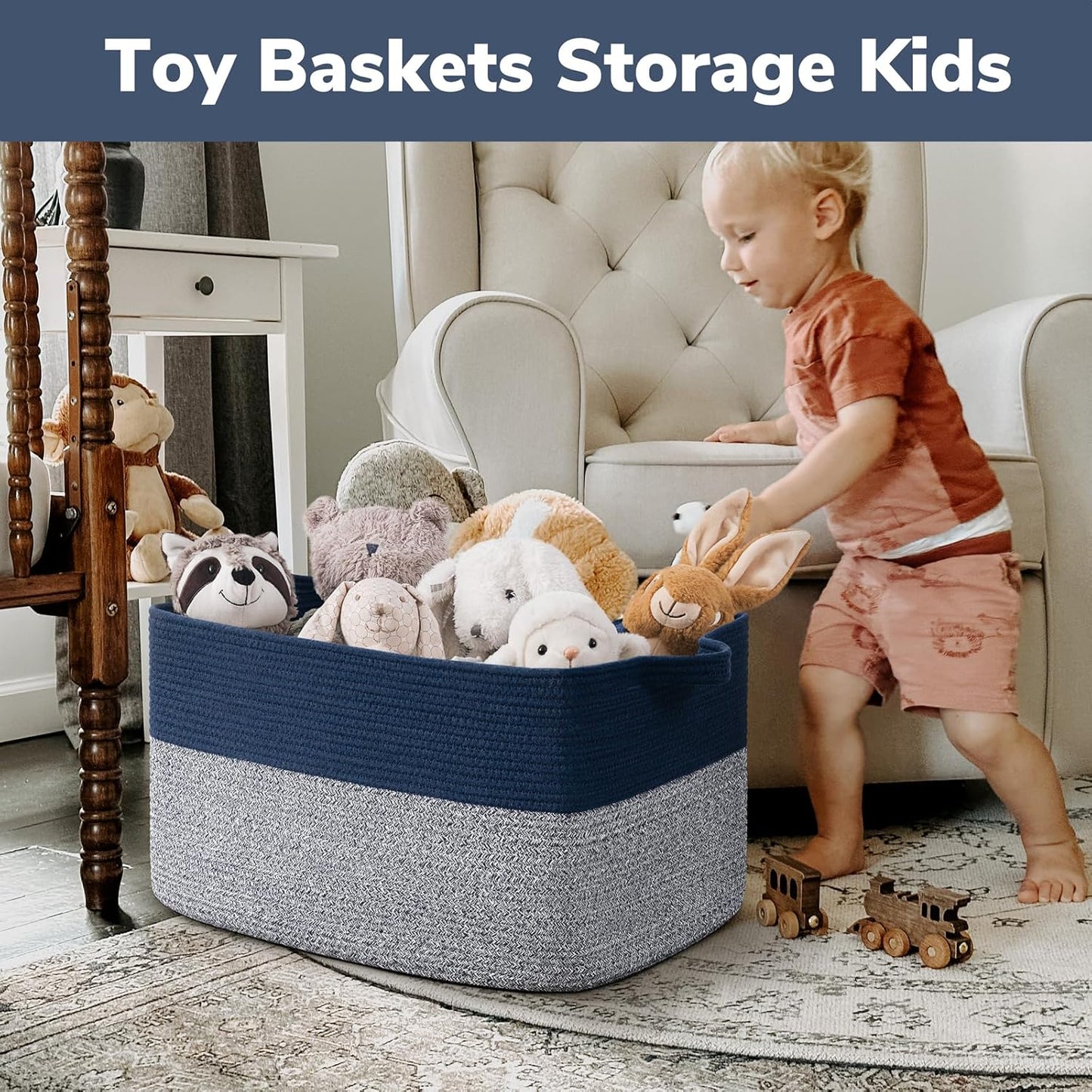 Goodpick Cube Storage Bins - Towel, Book, Cloth, Shoes, Closet Shelf Woven Baskets for Office, Baby Laundry, Toys, 13''x10''x9''