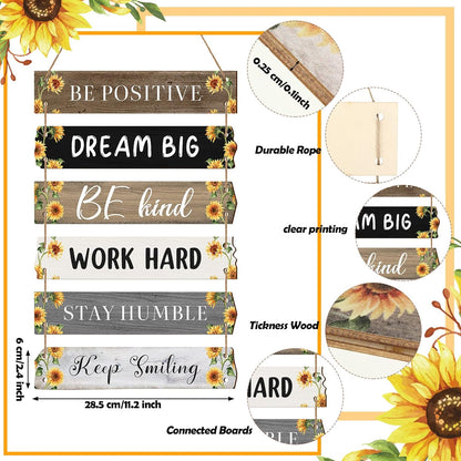 6 Pieces Rustic Wall Hanging Plaque Sign Inspirational Wall Art Farmhouse Wooden Door Signs Positive Plaque with Quotes Motivational Quote Decor for Office Bedroom Living Room(Retro Style)