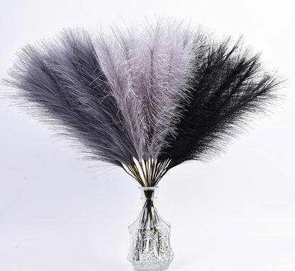 LSKYTOP Orange Pampas Grass Decor,23Inch 12pcs Faux Pampas Grass Bouquets Artificial Pampas Fake Pampas Flower for Home Living Room Bedroom Vase Decor