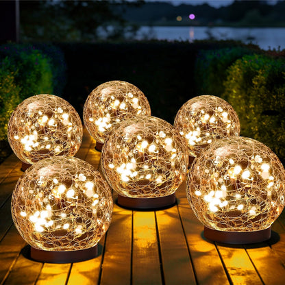 MLKNK Solar Globe Lights Outdoor Waterproof-Solar Balls-Solar Garden Lights-Orbs for Outside 2 Pack Cracked Glass Ball for Lawn Patio Yard Backyard Decorations