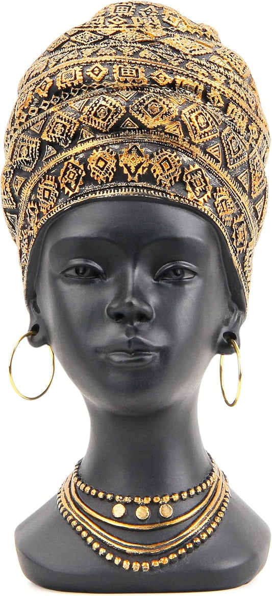 Smadeer African Statue and Sculpture for Home Decor, Women Figurine in Antique Gold Color