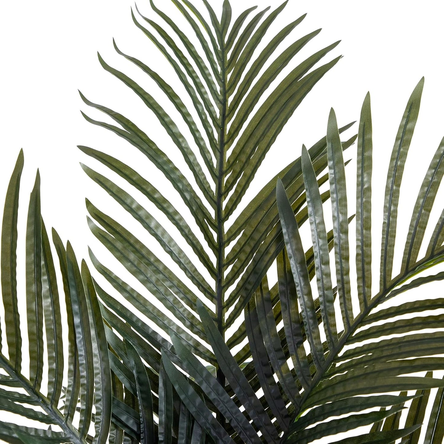 Nearly Natural 6.5ft Artificial Golden Cane Palm Tree, Lifelike Silk Indoor Palm With Three Textured Trunks Flexible Fronds Nursery Planter, Low Maintenance