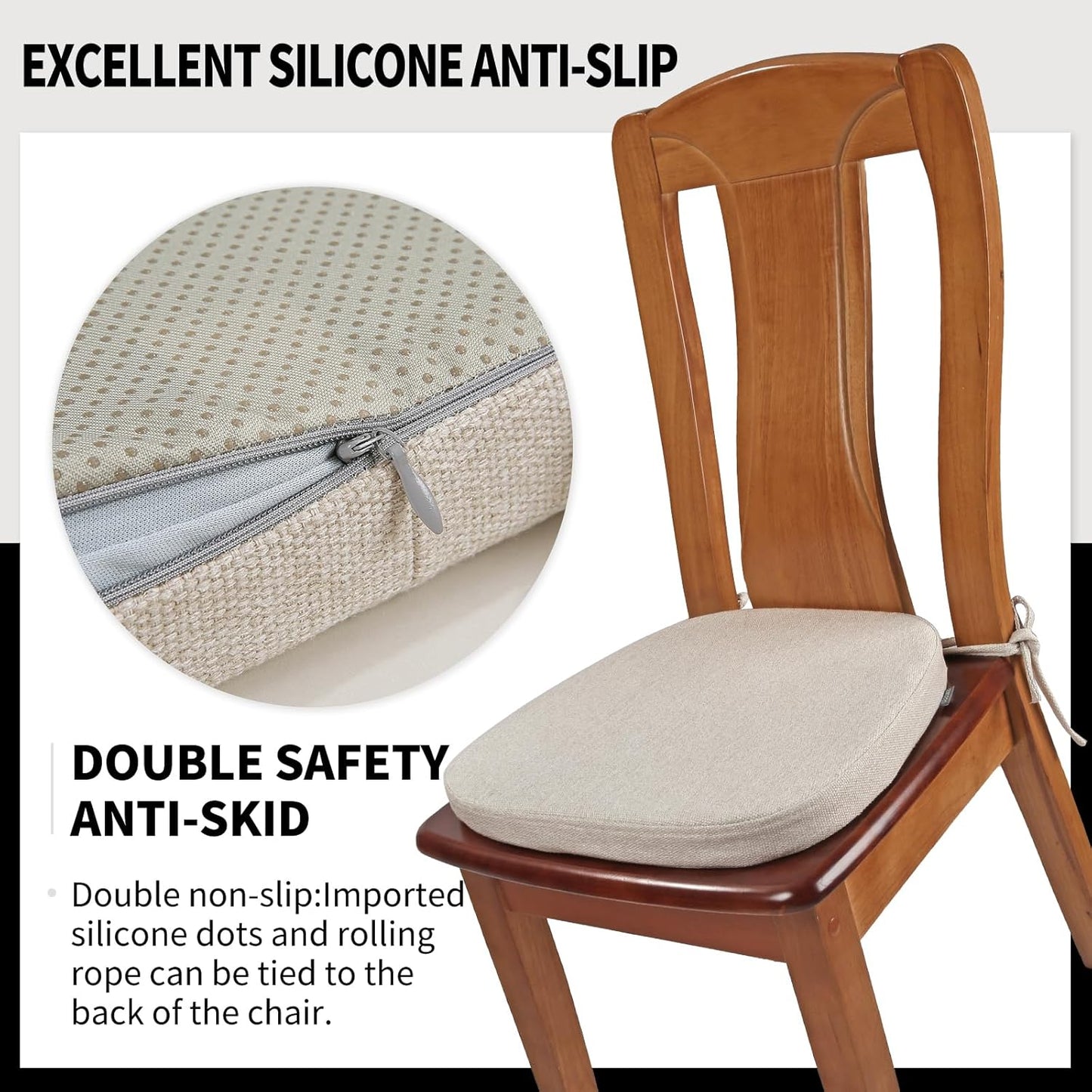 SINOSSO 1 Pack Memory Foam Chair Cushions for Dining Chair, Friendly Woven Fabric 16" U-Shape Comfortable Kitchen Chair Pad, Removable Slip Resistant Seat Cushion (1 Piece, Blue)