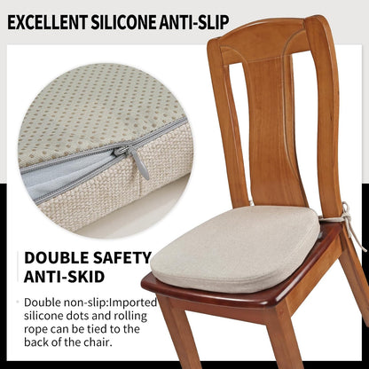 SINOSSO 1 Pack Memory Foam Chair Cushions for Dining Chair, Friendly Woven Fabric 16" U-Shape Comfortable Kitchen Chair Pad, Removable Slip Resistant Seat Cushion (1 Piece, Blue)