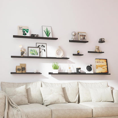White Floating Shelves for Wall Decor, Wall Mounted Wood Storage Shelf for Bedroom, Living Room, Bathroom, Kitchen, Nursery, Display Picture Ledge Shelf with Lip Set of 2-14 Inches, White