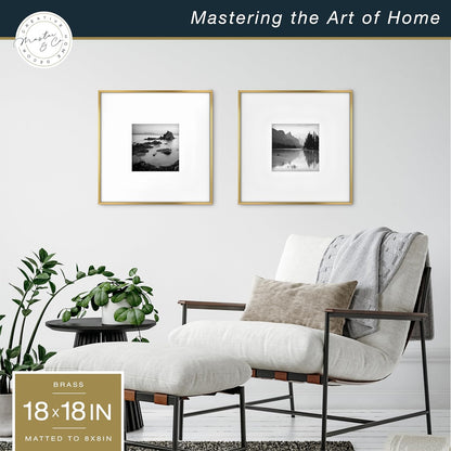 MCS Master & Co. Foundry Metal 18x18 Matted Picture Frame with 8x8 Photo Display, Black Vertical & Horizontal Wall Hanging Frame for Photos & Artwork (1-Pack)
