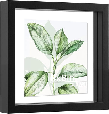 CORE ART 8x10 Floating Picture Frame,Double Plexglass Floating Frame for 5x7,4x6 Pictures,Wall or Tabletop Display,Black