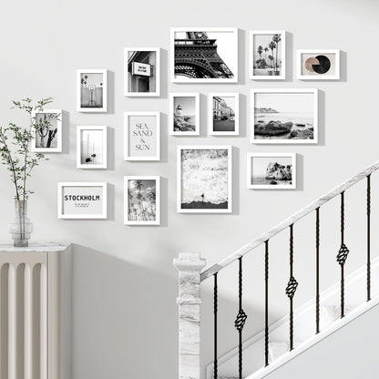 Venusmiles 15 Pack Picture Frames Collage Wall Decor, Gallery Frame Set for Wall Mounting or Tabletop Display, Multi Sizes Including 3pcs 8x10, 6pcs 5x7, 6pcs 4x6, Oak
