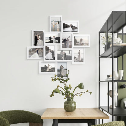 DUENPY 4x6 Collage Picture Frames, 12-Pack Solid Wood Photo Frame, Picture Frames Collage Wall Decor, Set with Glass Front, Assembly Required, Black