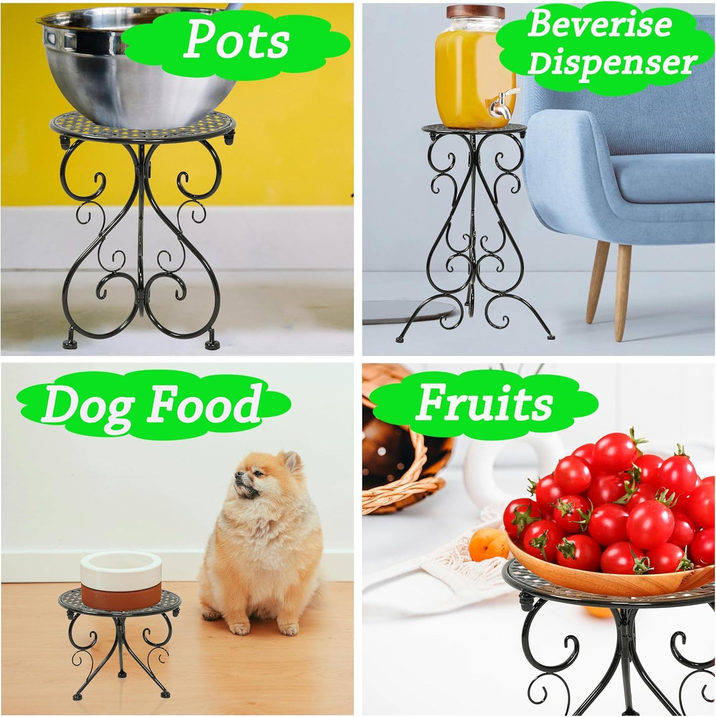 NAKUPE Plant Stand Indoor & Outdoor Flower Pot Stand 17" Tall Metal Plant Table,Single Planter Holder for Patio, Porch, Corner, Garden Decor, Balcony, Black(1 Pack)