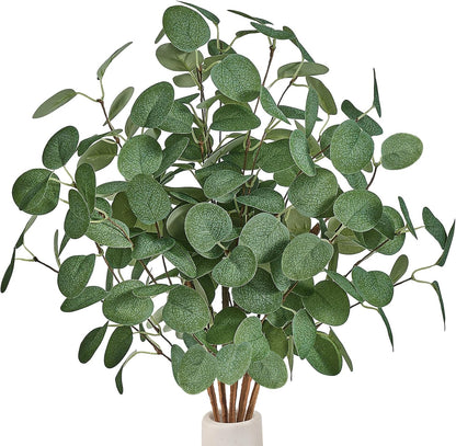 Bessol Artificial Eucalyptus Stems 24'' 5Pcs Fake Plants Greenery for Vase, Faux Eucalyptus Stems for Home Decor, Bathroom, Office, Coffee Table & Farmhouse Centerpiece Decorations