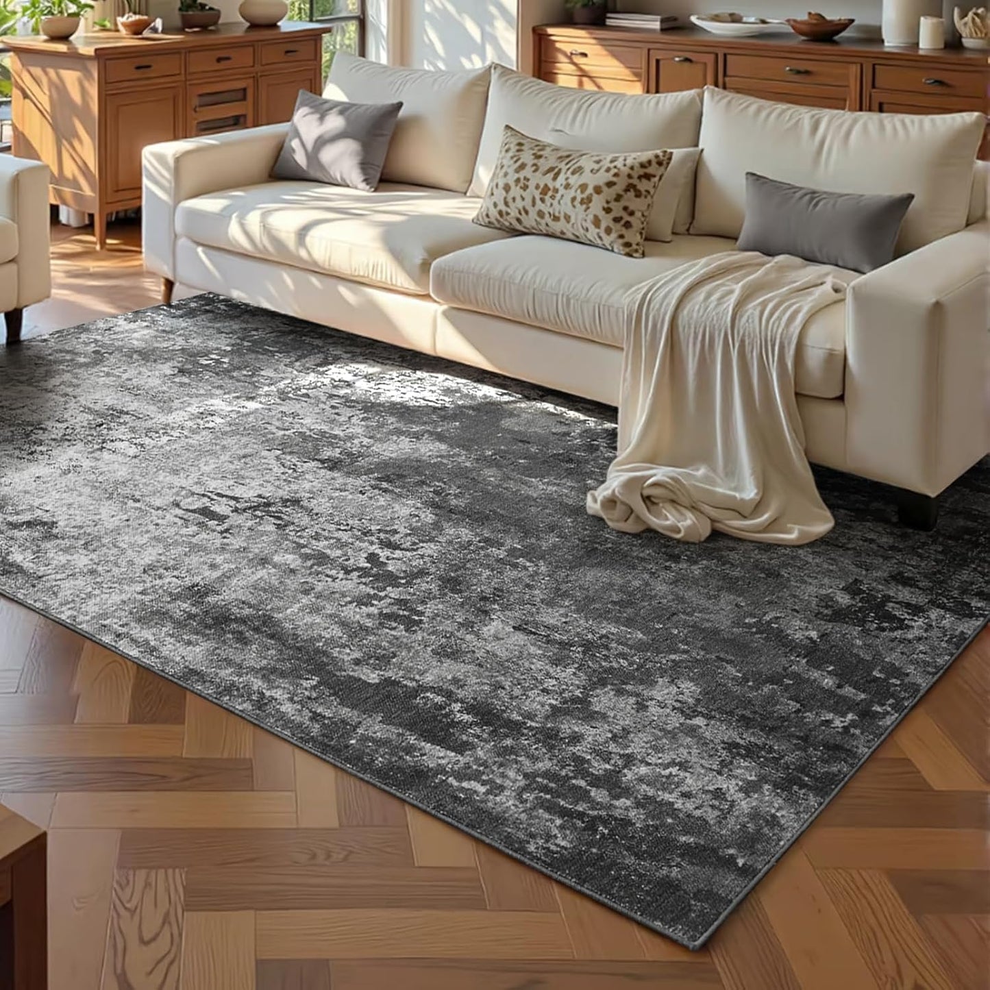 Ompaa 2x6 Rug Runners for Hallways Kitchen Runner Rug Non Slip Washable Grey Long Runner Rugs with Rubber Backing Soft Abstract Carpet Runner for Hallways, Kitchen, Bedroom, Bathroom, Entryway - Colors A