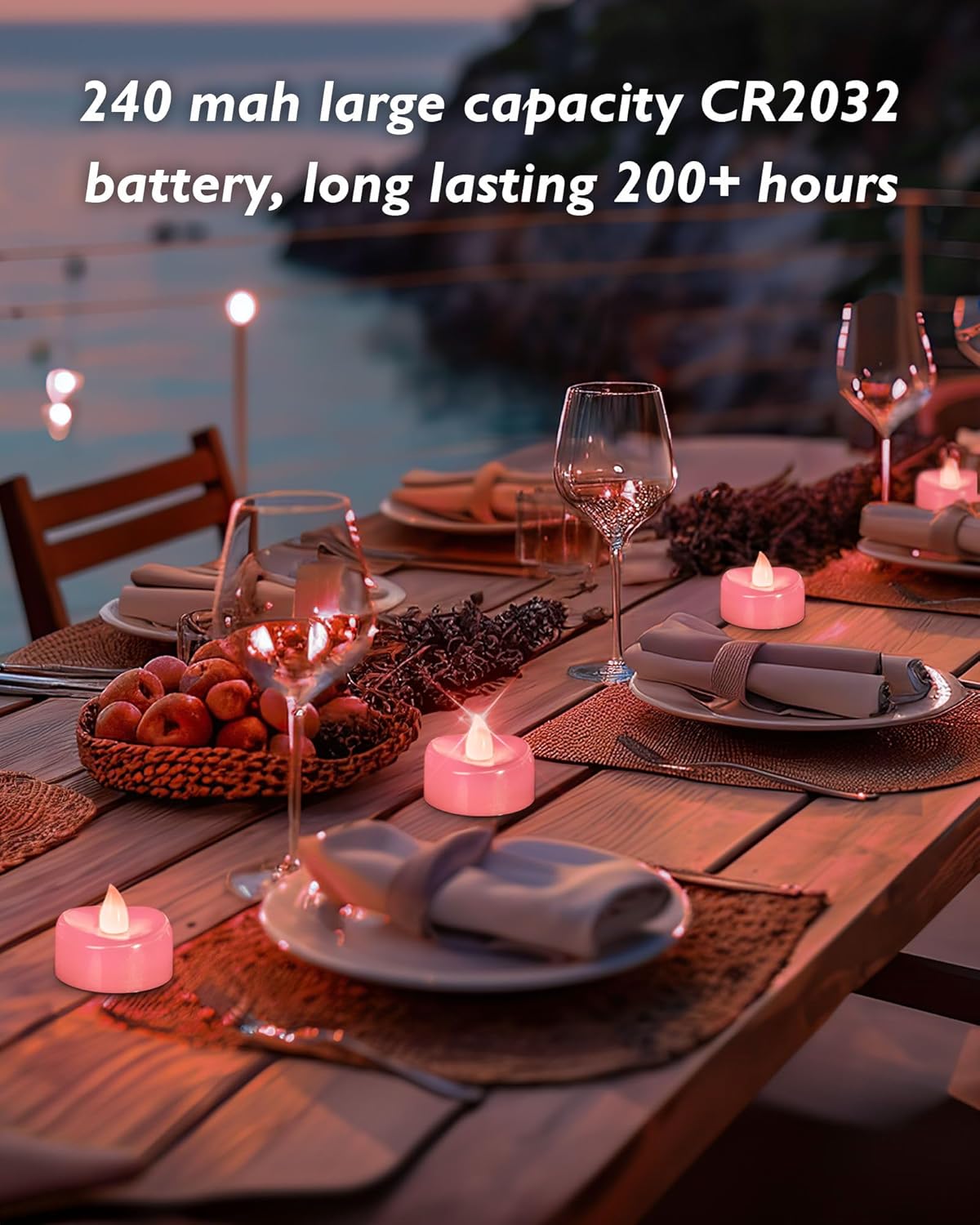 merrynights LED Candles, Tea Lights Candles Battery Operated Bulk, 50-Pack Long-Lasting 200 Hours Flameless Tealight Candles, Realistic Tea Lights for Christmas Halloween Wedding, 1.5'' D X 1.25'' H