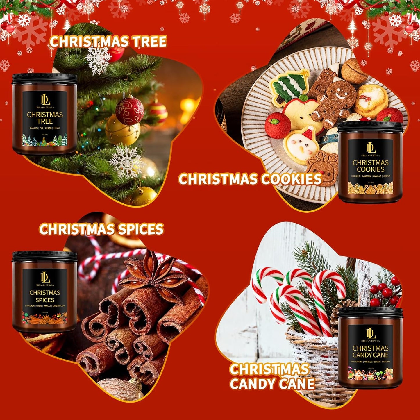 Scented Candles Set, 4 Pack Soy Candles for Home Scented, Candle Gifts for Men Women, Scents of Pineapple Cocktail/Coconut Vanilla/Pink Sands/Bahamian Breeze