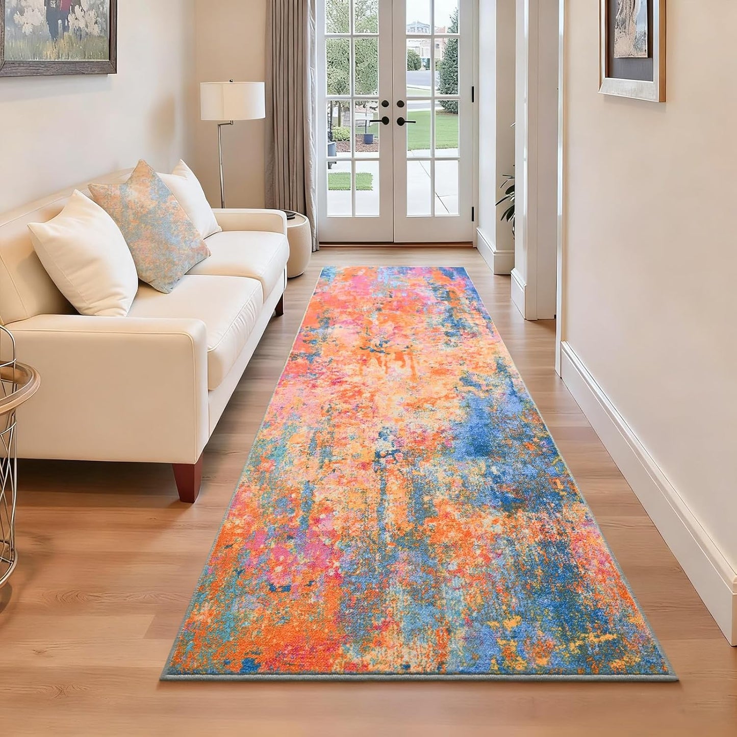 Ompaa 2x6 Rug Runners for Hallways Kitchen Runner Rug Non Slip Washable Grey Long Runner Rugs with Rubber Backing Soft Abstract Carpet Runner for Hallways, Kitchen, Bedroom, Bathroom, Entryway - Colors B
