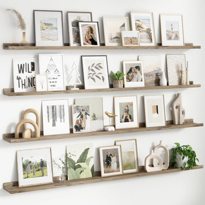 FLYJOE Floating Picture Ledge Shelves for Wall Set of 4, 48 Inch Wall Shelves with Lip Long Large Nursery Book Shelf for Toys Storage Kids Bookshelf Wall Mounted Living Room Bedroom Decor Frames