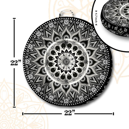 Mandala Meditation Cushion, Boho Meditation Mat, Meditation Pillows for Sitting on Floor, Cushions for Sitting in Home and Outdoor, Square Floor Pillow Cushion Seating for Yoga Accessories 22'' X 22''