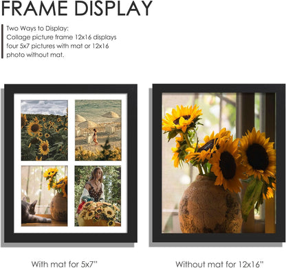 DUENPY 14x26 Collage Picture Frame 4x6 Collage Picture Frame Displays Twelve 4x6 inch Photos Available Horizontal Wall Mounting Display and Vertical Black - Colors A