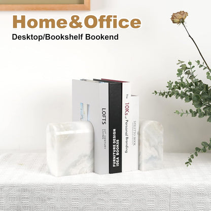 Koville African Natural Marble Bookends for Shelves, Non-Slip Book Ends, 13LBS Ultra Heavy Duty Marble Book Holder Organizer, Apartment Decor for Movies/CD/Video Games(Namib Fantasy)