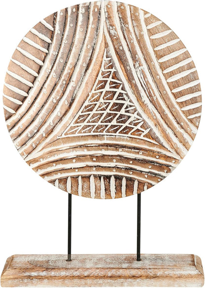 Housewarming Gifts Farmhouse Table Sculpture Home Decor Statue Mandala Carved for Modern Home 10" x 14", Living Room, Fireplace Mantel Shelf, Table and Entryway Decor Stand (Design 1)