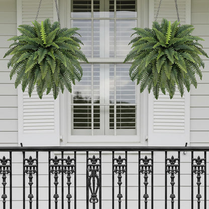 FOREST PRINCE 35" Ferns Artificial Bush Plants Large, 2 Artificial Boston Ferns with 39 Fronds for Outdoors Home Decor