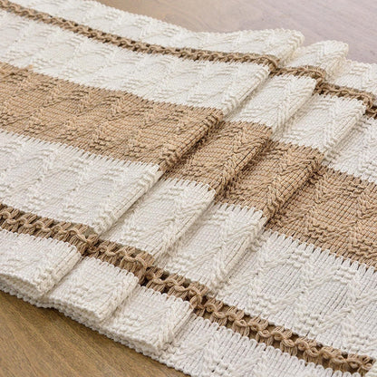 FEXIA Boho Table Runner for Thanksgiving Fall Christmas Home Decor with Tassels 72 Inches Long Pottery barn Furniture Farmhouse Rustic Macrame Burlap Table Decoration for Living Room (12x72 Inches)