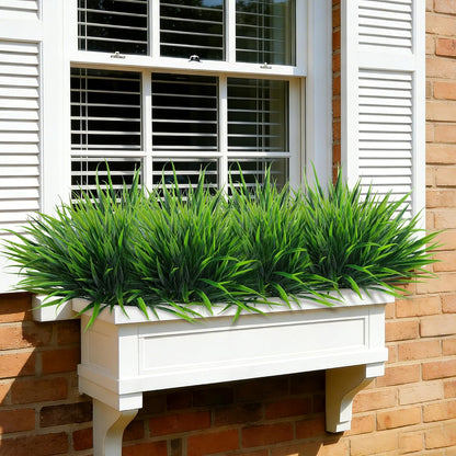 Ivydale 12Pcs Fake Plants Outdoor Artificial Plastic Grass Spring Decoration UV Resistant Faux Greenery Stems Bushes Outside Fake Plants for Planters Patio Porch Window Box Pathway Garden Home Decor