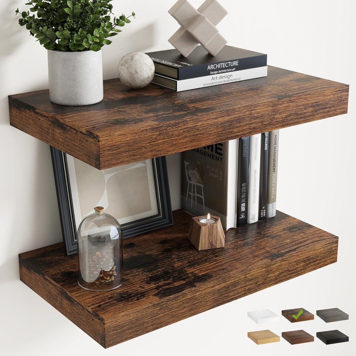 72 Inch Long Floating Shelves for Wall Set of 2, 12"D Wood Grain Bathroom Shelves with Invisible Brackets, Easy Install Engineered Wood Storage Shelves for Kitchen, Living Room, Bedroom, Black Finish