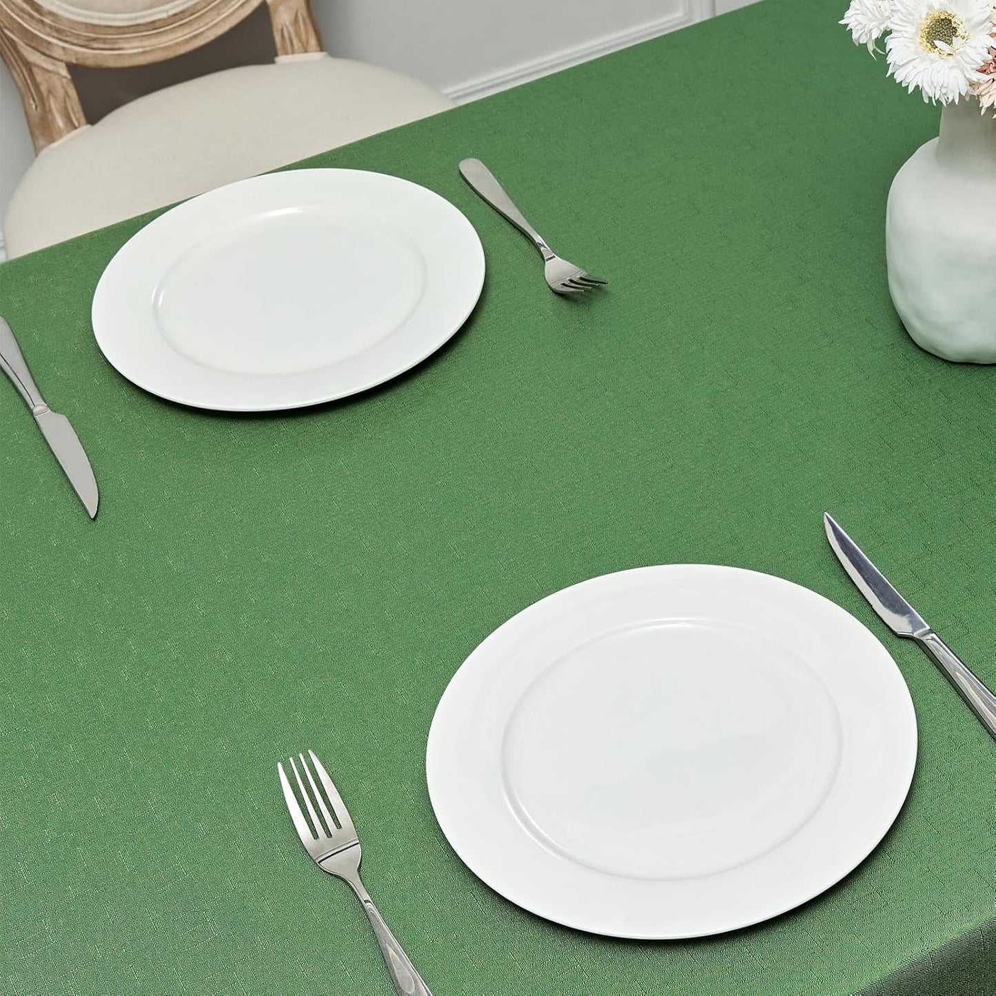 Veblandy Rectangle Tablecloth Waterproof Linen Textured Table Cloth Stain and Wrinkle Resistant Washable, Decorative Fabric Table Cover for Dining, Party and Camping (Sage Green, 52 * 70)