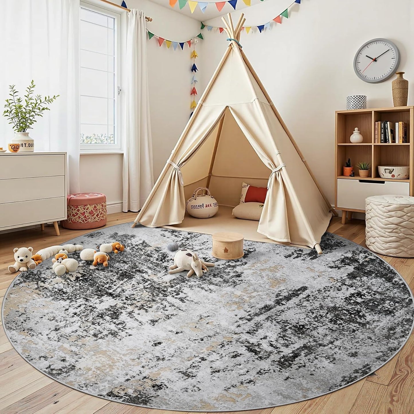 8x10 Area Rugs for Living Room Rug Washable: Abstract Large Rug for Dining Room Bedroom Carpet Non Slip 8 by 10 Indoor Modern Nursery Home Office Blue Grey
