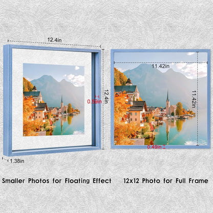 MUYE 11x14 Floating Frame Set of 2,Double Glass Rustic Frame,Display Any Size Photo up to 11x14,Wall Mount or Tabletop Standing,Natural
