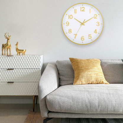 HZDHCLH Wall Clocks Battery Operated,12 inch Silent Non Ticking Modern Wall Clock for Living Room Bedroom Kitchen Office Classroom Decor (Olive Green and Gold)