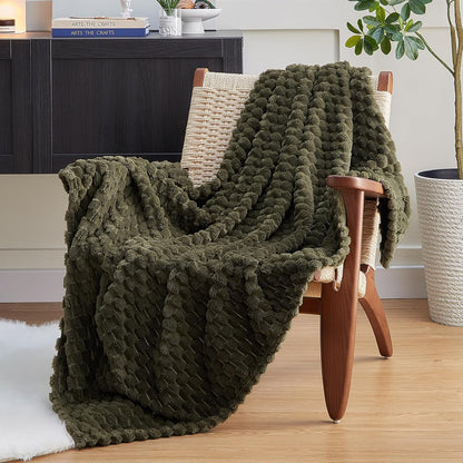 EXQ Home Fleece Throw Blanket for Couch or Bed - 3D Imitation Turtle Shell Jacquard Decorative Blankets - Cozy Soft Lightweight Fuzzy Flannel Blanket Suitable for All Seasons(50"×60",Beige)