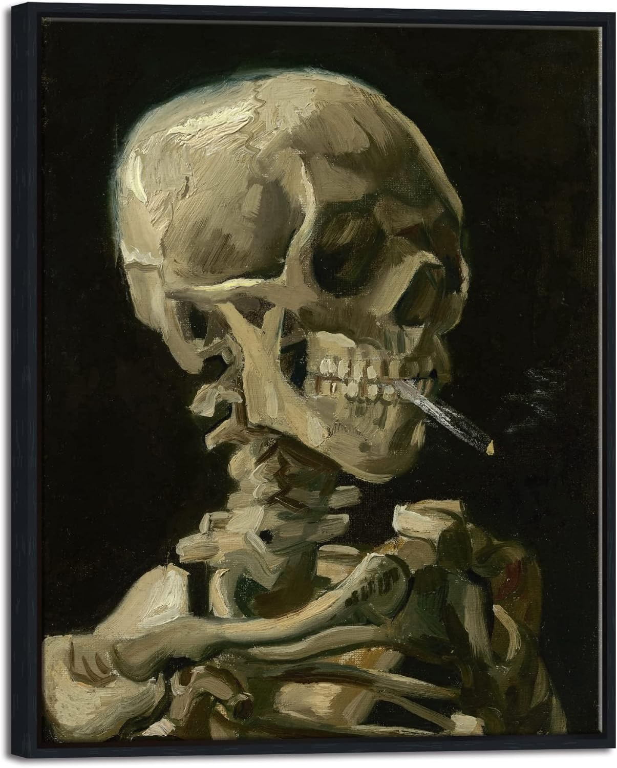 Wieco Art Skull of a Skeleton with Burning Cigarette, 1886 by Vincent Van Gogh Canvas Wall Art for Home Decor and Wall Decor Post-impressionism Canvas Prints Pictures Artwork