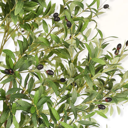 LYERSE Faux Olive Tree 7ft - Artificial Olive Tree Indoor with Large Branches and Realistic Fruits - Fake Olive Tree with Sturdy Base for Modern Home Office House Decor