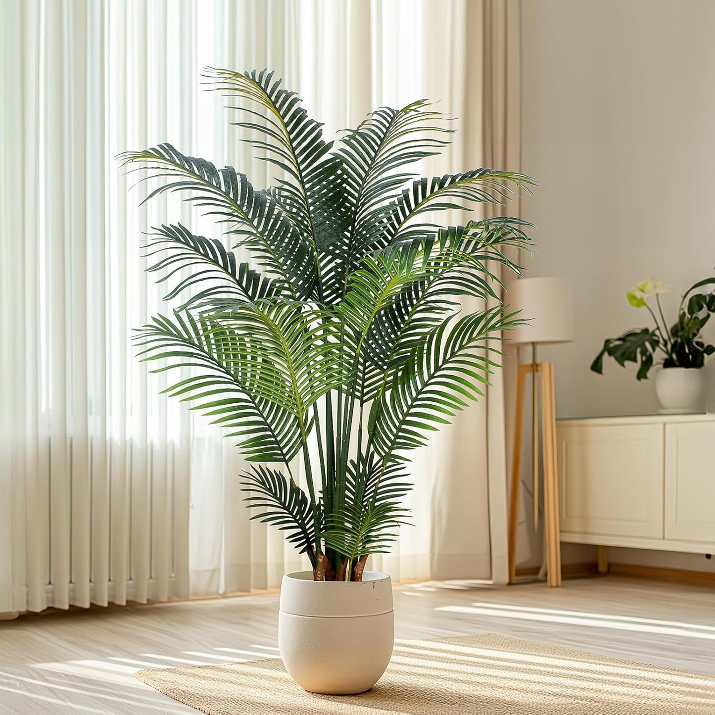 YEPDIN 6 Ft Artificial Tropical Palm Tree With 24 Removable Leaves - Large Faux Plant for Indoors and Outdoors, Silk Housewarming Gift, K185