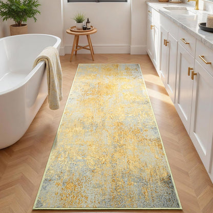 Ompaa 2x6 Rug Runners for Hallways Kitchen Runner Rug Non Slip Washable Grey Long Runner Rugs with Rubber Backing Soft Abstract Carpet Runner for Hallways, Kitchen, Bedroom, Bathroom, Entryway - Colors A