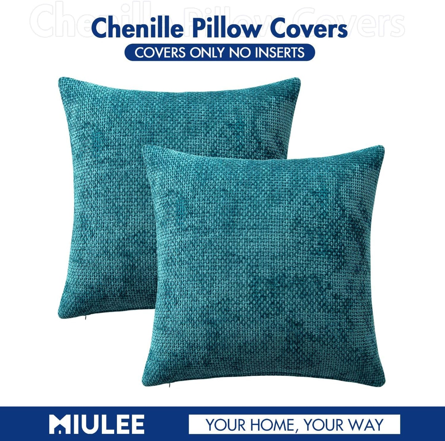MIULEE Pack of 2 Couch Throw Pillow Covers 18x18 Inch Neutral Beige Modern Boho Accent Decorative Pillow Covers Soft Chenille Farmhouse Cushion Covers for Home Decor Bed Sofa Living Room