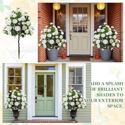 Lunmon 2 Pack 3ft Artificial Camellia Plants Tree 36" Faux Camellia Flower with Spike UV Resistant Realistic Fake Floral Blooming Bush for Indoor Outdoor Front Door Porch Backyard Garden, Purple