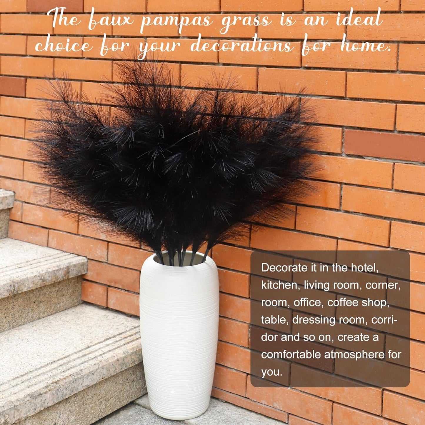 Ouddy Decor 8 Pcs Faux Pampas Grass Decor 38''/97cm Tall Artificial Large Pompous Pompas Floral Fluffy Fake Plants Floor Vase Filler for Wedding Kitchen Home Boho Decorations, Mixed Beige