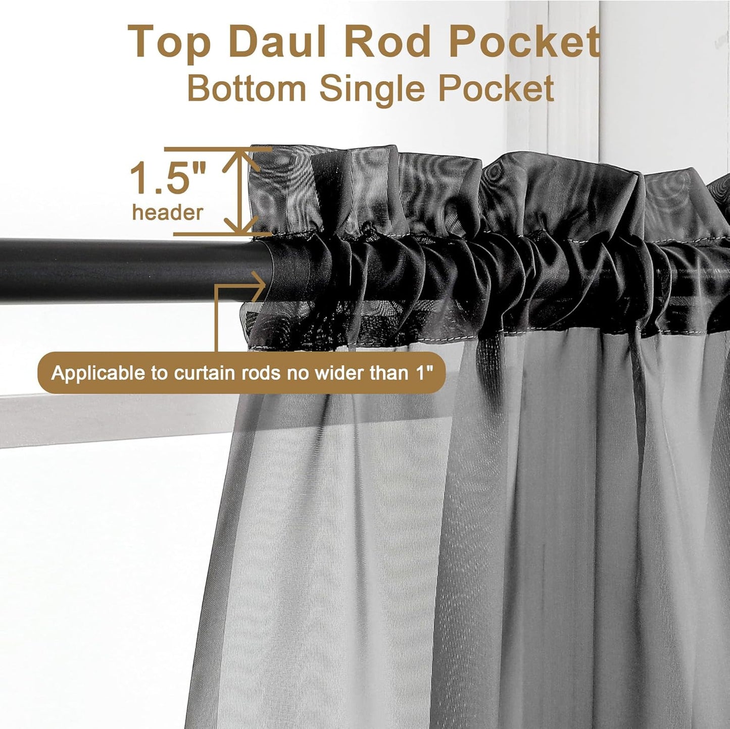 Chyhomenyc Sheer White Valances for Windows 2 Pack, Small Window Curtains for Living Room Bathroom Cafe Laundry Basement, Modern Top Dual Rod Pocket Voile Curtain, 42W x 14L inches, White - Colors B
