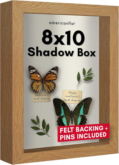 Americanflat 12x16 Shadow Box Frame with Polished Plexiglass - Silhouette Collection - Large Shadow Box Display Case for Tabletop and Wall Display - Black with Soft Felt Back