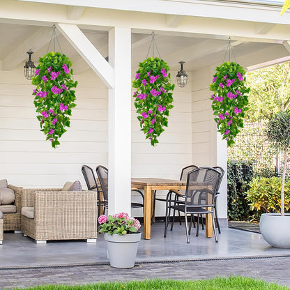 BLEUM CADE Fake Hanging Plants, 2pcs Artificial Pothos Vines Greenery for Wall Home Living Room Office Indoor Outdoor Decor (No Baskets)