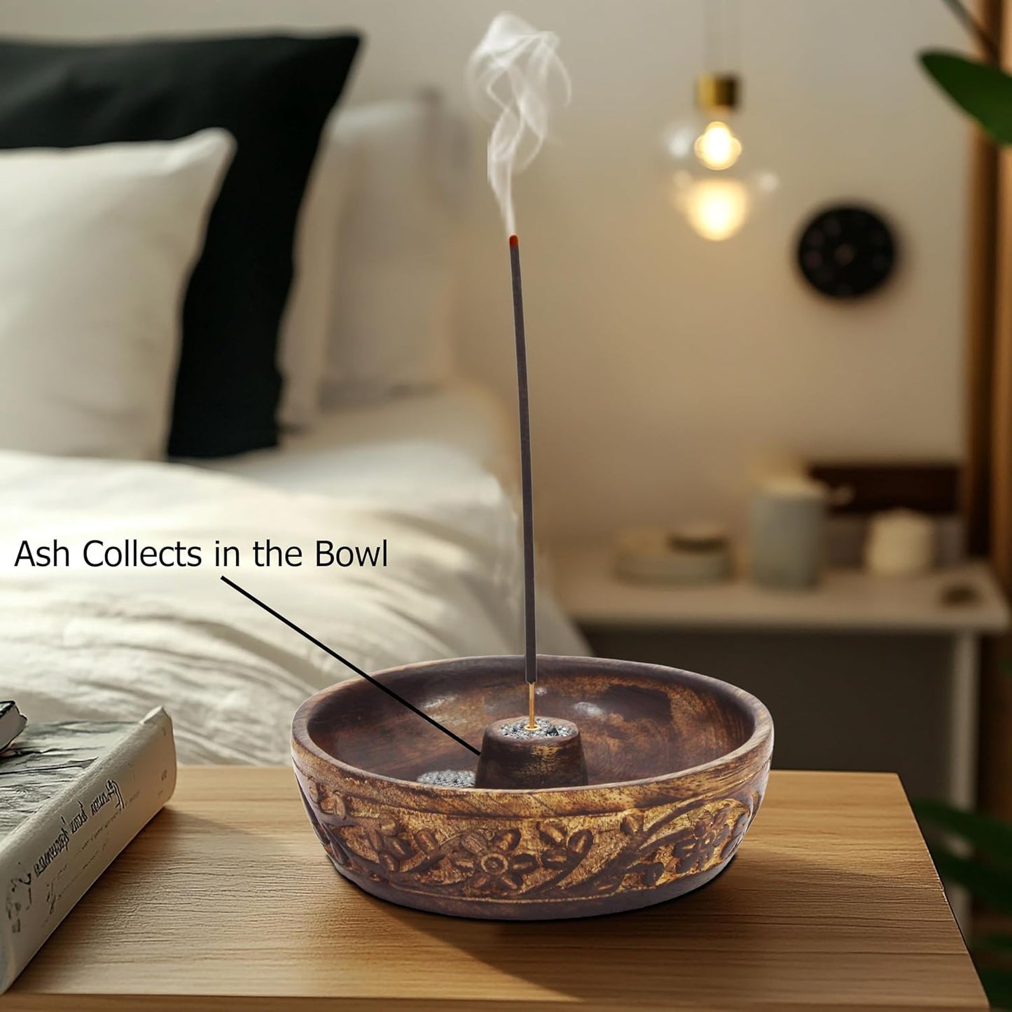 Sheesham Wood Incense Burner - Handmade Coffin Style Sun and Moon Inlay Incense Holder - Aromatherapy Room Freshener Cone Incense Stick Burner Ash Catcher - Zen Home Gift - 12x2x2 - COTTON CRAFT