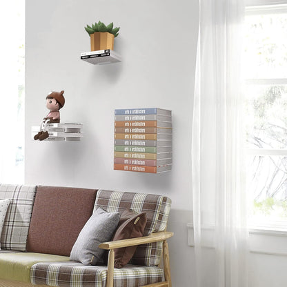 STORAGE MANIAC Floating Book Shelves for Wall Mounted Invisible Floating Bookshelves Heavy-Duty Steel Hidden Bookshelf Hanging Bookshelves for Bedroom Living Room Office, White 4-Pack Large