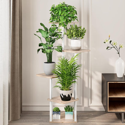 AZERPIAN Plant Stand 5 Tier Indoor Metal Flower Shelf for Multiple Plants Corner Tall Flower Holders for Patio Garden Living Room Balcony Bedroom, Black (5 Tier-Black)
