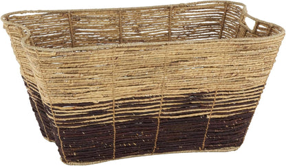 Deco 79 Seagrass Handmade Decorative and Functional Storage Basket Large Woven Basket Organizer with Ring Handles, Basket for Storage 20" x 18" x 19", Brown